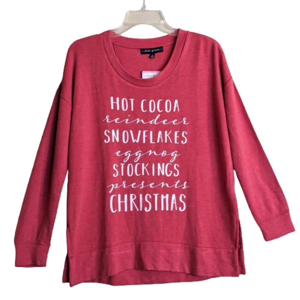 State Of Mine Sweatshirt Red Christmas Spell-out Graphic Size Small